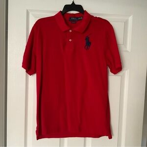 Ralph Lauren Red Polo Shirt with Navy Logo